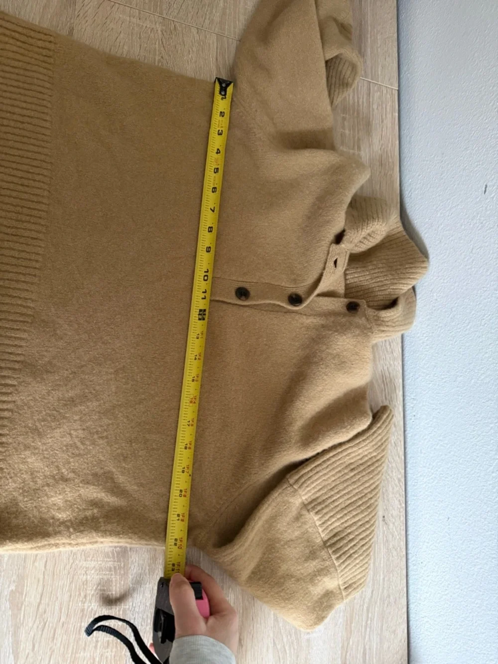 Jenni Kayne cashmere Stevie polo sweater Sz S in camel EUC ( altered sleeves) - Picture 8 of 10